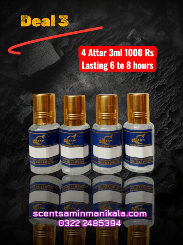 4 Attars (3ml each) | Lasting: 6 to 8 hours